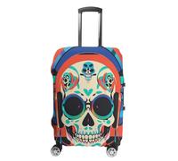RKJVB Luggage Covers Anti-Scratch Suitcase Cover Punk Rock Earphones Skull Washable Elastic Suitcase Protector Travel Luggage Protector Covers Carry On Luggages Cover, Punk Rock Earphones Skull, XL