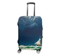 RKJVB Luggage Covers Anti-Scratch Suitcase Cover Stormy Waves Vintage Sailboat Washable Elastic Suitcase Protector Travel Luggage Protector Covers Carry On Luggages Cover, Stormy Waves Vintage