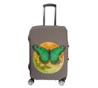 RKJVB Luggage Covers Anti-Scratch Suitcase Cover Sun And Moon Green Moth Washable Elastic Suitcase Protector Travel Luggage Protector Covers Carry On Luggages Cover, Sun And Moon Green Moth, Small