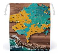 RKJVB Map on Wooden Background Drawstring Bags Dust-proof Storage Bag Breathable Canvas Bag Reusable Muslin Bag for Party Wedding Xmas Gift Bag