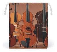 RKJVB Monochrome String Instruments Drawstring Bags Dust-proof Storage Bag Breathable Canvas Bag Reusable Muslin Bag for Party Wedding Xmas Gift Bag