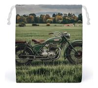 RKJVB Motorcycles on Green Grass Drawstring Bags Dust-proof Storage Bag Breathable Canvas Bag Reusable Muslin Bag for Party Wedding Xmas Gift Bag