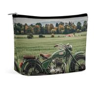 RKJVB Motorcycles on Green Grass Makeup Bag for Women Portable Cosmetic Bag Waterproof Toiletry Bag Storage Bag Large Makeup Pouch Aesthetic Handheld Makeup Bag for Travel Work, style, One Size
