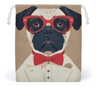 RKJVB Old Fashionable Khabby Dog Drawstring Bags Dust-proof Storage Bag Breathable Canvas Bag Reusable Muslin Bag for Party Wedding Xmas Gift Bag