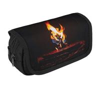 RKJVB Pencil Bag Burning Red Flames Pencil Pouch Large Capacity Pen Box Double Zipper Storage Bag 2 Compartments Portable Multifunctional Bag Desk Organizer Pen Case