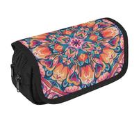 RKJVB Pencil Bag Colorful Symmetrical Pattern Pencil Pouch Large Capacity Pen Box Double Zipper Storage Bag 2 Compartments Portable Multifunctional Bag Desk Organizer Pen Case