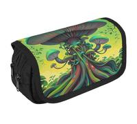 RKJVB Pencil Bag Dreamy Mushrooms And Tree Pencil Pouch Large Capacity Pen Box Double Zipper Storage Bag 2 Compartments Portable Multifunctional Bag Desk Organizer Pen Case