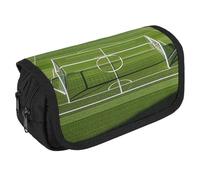 RKJVB Pencil Bag Football Goal Post Sports Area Pencil Pouch Large Capacity Pen Box Double Zipper Storage Bag 2 Compartments Portable Multifunctional Bag Desk Organizer Pen Case