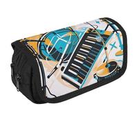RKJVB Pencil Bag Hand Drawn Musical Instruments Pencil Pouch Large Capacity Pen Box Double Zipper Storage Bag 2 Compartments Portable Multifunctional Bag Desk Organizer Pen Case