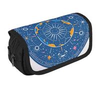 RKJVB Pencil Bag Interesting Sun Face Pencil Pouch Large Capacity Pen Box Double Zipper Storage Bag 2 Compartments Portable Multifunctional Bag Desk Organizer Pen Case