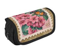 RKJVB Pencil Bag Jiuzhong Ge Hua And Butterfly Pencil Pouch Large Capacity Pen Box Double Zipper Storage Bag 2 Compartments Portable Multifunctional Bag Desk Organizer Pen Case