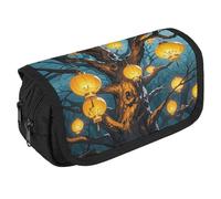 RKJVB Pencil Bag Lanterns Hang from The Trees Pencil Pouch Large Capacity Pen Box Double Zipper Storage Bag 2 Compartments Portable Multifunctional Bag Desk Organizer Pen Case