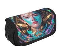 RKJVB Pencil Bag Libra's Interesting Face Pencil Pouch Large Capacity Pen Box Double Zipper Storage Bag 2 Compartments Portable Multifunctional Bag Desk Organizer Pen Case
