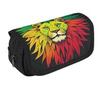 RKJVB Pencil Bag Lion's Head Majestic Pencil Pouch Large Capacity Pen Box Double Zipper Storage Bag 2 Compartments Portable Multifunctional Bag Desk Organizer Pen Case