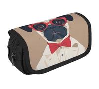 RKJVB Pencil Bag Old Fashionable Khabby Dog Pencil Pouch Large Capacity Pen Box Double Zipper Storage Bag 2 Compartments Portable Multifunctional Bag Desk Organizer Pen Case