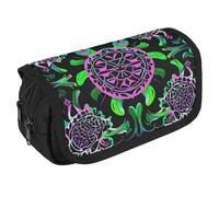 RKJVB Pencil Bag Psychedelic Sea Turtle Pencil Pouch Large Capacity Pen Box Double Zipper Storage Bag 2 Compartments Portable Multifunctional Bag Desk Organizer Pen Case