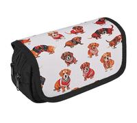 RKJVB Pencil Bag Romantic Sausage Dog Pencil Pouch Large Capacity Pen Box Double Zipper Storage Bag 2 Compartments Portable Multifunctional Bag Desk Organizer Pen Case