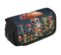 RKJVB Pencil Bag Skeleton Mystery Mushroom Pencil Pouch Large Capacity Pen Box Double Zipper Storage Bag 2 Compartments Portable Multifunctional Bag Desk Organizer Pen Case