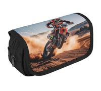 RKJVB Pencil Bag Sports Motorcycle Pencil Pouch Large Capacity Pen Box Double Zipper Storage Bag 2 Compartments Portable Multifunctional Bag Desk Organizer Pen Case