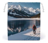 RKJVB People Cross Lakes Drawstring Bags Dust-proof Storage Bag Breathable Canvas Bag Reusable Muslin Bag for Party Wedding Xmas Gift Bag
