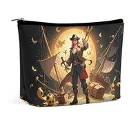 RKJVB Pirate Golden Secret Sea Makeup Bag for Women Portable Cosmetic Bag Waterproof Toiletry Bag Storage Bag Large Makeup Pouch Aesthetic Handheld Makeup Bag for Travel Work, style, One Size