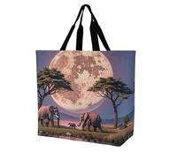 RKJVB Shopping Bags for Women The Elephant Walks Shoulder Bag Large Reusable Grocery Bag Portable Storage Handbag, Style, 15.7 x 15.7 x 6.3 inches