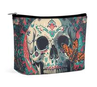RKJVB Skeleton Death Moth Makeup Bag for Women Portable Cosmetic Bag Waterproof Toiletry Bag Storage Bag Large Makeup Pouch Aesthetic Handheld Makeup Bag for Travel Work, style, One Size