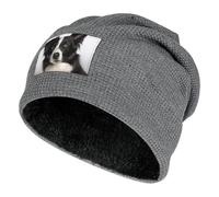 RKJVB Soft Warm Winter Beanie Hat Men Border Collie Printed Knitted Hat Slouchy Pullover Cap Knit Beanie, Dark Gray, One size