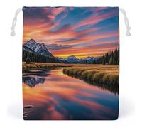 RKJVB Sunset Reflection Drawstring Bags Dust-proof Storage Bag Breathable Canvas Bag Reusable Muslin Bag for Party Wedding Xmas Gift Bag