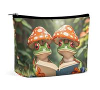 RKJVB The Frog Family Is Reading Makeup Bag for Women Portable Cosmetic Bag Waterproof Toiletry Bag Storage Bag Large Makeup Pouch Aesthetic Handheld Makeup Bag for Travel Work, style, One Size