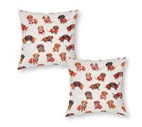 RKJVB Throw Pillow Covers Set of 2 16"x16" Romantic Sausage Dog Pillow Covers Decorative Square Pillowcases Soft Cozy Cushion Cases for Couch Bed Bedroom Living Room Office