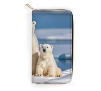 RKJVB Womens Wallet Multi-Pocket Long Wallet 2 Polar Bears Leather Wallet for Women Ultra Slim Thin Wallet with Zipper Pocket for Shopping Work, style, 19.7x10.5cm