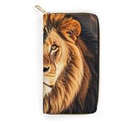 RKJVB Womens Wallet Multi-Pocket Long Wallet A Lion Leather Wallet for Women Ultra Slim Thin Wallet with Zipper Pocket for Shopping Work, style, 19.7x10.5cm