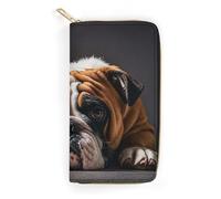 RKJVB Womens Wallet Multi-Pocket Long Wallet A Sad Bulldog Leather Wallet for Women Ultra Slim Thin Wallet with Zipper Pocket for Shopping Work, style, 19.7x10.5cm