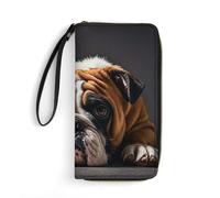 RKJVB Womens Wallet Multi-Pocket Long Wallet A Sad Bulldog Leather Wallet for Women Ultra Slim Thin Wallet with Zipper Pocket for Shopping Work, style, 19.7x10.5cm, Modern