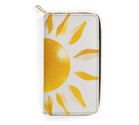 RKJVB Womens Wallet Multi-Pocket Long Wallet Abstract Art Golden Sunlight Leather Wallet for Women Ultra Slim Thin Wallet with Zipper Pocket for Shopping Work, style, 19.7x10.5cm