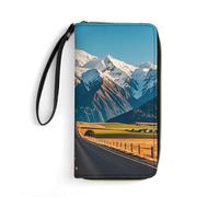 RKJVB Womens Wallet Multi-Pocket Long Wallet Alpine Snowy Mountain Leather Wallet for Women Ultra Slim Thin Wallet with Zipper Pocket for Shopping Work, style, 19.7x10.5cm, Modern