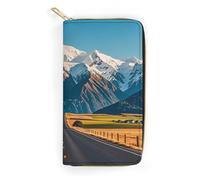 RKJVB Womens Wallet Multi-Pocket Long Wallet Alpine Snowy Mountain Leather Wallet for Women Ultra Slim Thin Wallet with Zipper Pocket for Shopping Work, style, 19.7x10.5cm