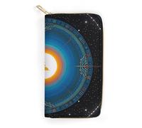 RKJVB Womens Wallet Multi-Pocket Long Wallet Balance Point of Cosmic Culture Leather Wallet for Women Ultra Slim Thin Wallet with Zipper Pocket for Shopping Work, style, 19.7x10.5cm