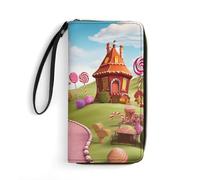 RKJVB Womens Wallet Multi-Pocket Long Wallet Candy Land Leather Wallet for Women Ultra Slim Thin Wallet with Zipper Pocket for Shopping Work, style, 19.7x10.5cm, Modern