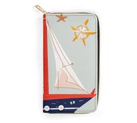RKJVB Womens Wallet Multi-Pocket Long Wallet Cartoon Sailing Boat Leather Wallet for Women Ultra Slim Thin Wallet with Zipper Pocket for Shopping Work, style, 19.7x10.5cm