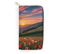 RKJVB Womens Wallet Multi-Pocket Long Wallet Cloud Garden at Sunset Leather Wallet for Women Ultra Slim Thin Wallet with Zipper Pocket for Shopping Work, style, 19.7x10.5cm