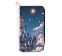 RKJVB Womens Wallet Multi-Pocket Long Wallet Cool Aesthetic Castle Leather Wallet for Women Ultra Slim Thin Wallet with Zipper Pocket for Shopping Work, style, 19.7x10.5cm