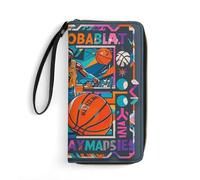 RKJVB Womens Wallet Multi-Pocket Long Wallet Cool Basketball Theme Leather Wallet for Women Ultra Slim Thin Wallet with Zipper Pocket for Shopping Work, style, 19.7x10.5cm, Modern