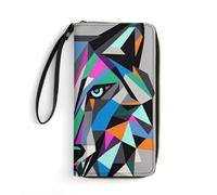 RKJVB Womens Wallet Multi-Pocket Long Wallet Coyote, Wolf Beast Leather Wallet for Women Ultra Slim Thin Wallet with Zipper Pocket for Shopping Work, style, 19.7x10.5cm, Modern