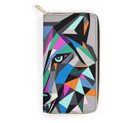 RKJVB Womens Wallet Multi-Pocket Long Wallet Coyote, Wolf Beast Leather Wallet for Women Ultra Slim Thin Wallet with Zipper Pocket for Shopping Work, style, 19.7x10.5cm