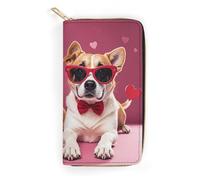 RKJVB Womens Wallet Multi-Pocket Long Wallet Dogs Wearing Sunglasses Leather Wallet for Women Ultra Slim Thin Wallet with Zipper Pocket for Shopping Work, style, 19.7x10.5cm