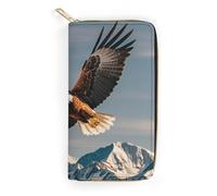 RKJVB Womens Wallet Multi-Pocket Long Wallet Eagles Leather Wallet for Women Ultra Slim Thin Wallet with Zipper Pocket for Shopping Work, style, 19.7x10.5cm