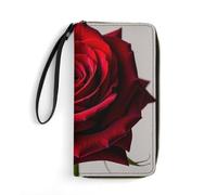 RKJVB Womens Wallet Multi-Pocket Long Wallet Elegant Red Rose Leather Wallet for Women Ultra Slim Thin Wallet with Zipper Pocket for Shopping Work, style, 19.7x10.5cm, Modern