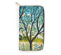 RKJVB Womens Wallet Multi-Pocket Long Wallet Exotic Tree Branch Sketch Cartoon Leather Wallet for Women Ultra Slim Thin Wallet with Zipper Pocket for Shopping Work, style, 19.7x10.5cm